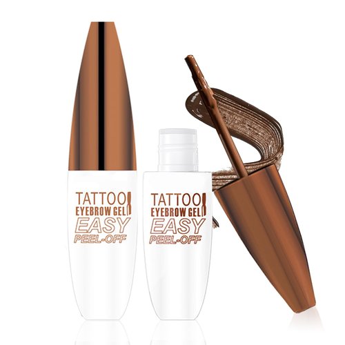 Easy Peel off Eyebrow Gel, Brown Tattoo Eyebrow Gel Easy Peel Off, Natural & Long-lasting Up to 3 Days Brow Color, Easy to Use at Home for Fuller Brows