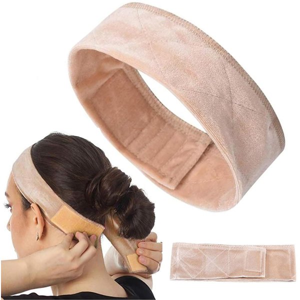 ROTDAM Wig Grip Band Velvet Headband Scarf Head Hair Band Extra Hold Wig Adjustable Fastern,Stretch Cotton headband (NUDE)