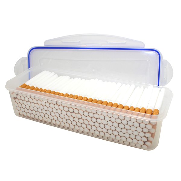 BullCharged Plastic Container Storage Case for 200 Cigarette Filter Tubes Carton Safe Seal