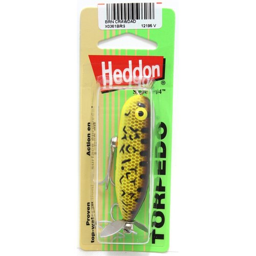 Heddon Torpedo Prop-Bait Topwater Fishing Lure with Spinner Action, Brown Crawdad, Baby Torpedo (3/8 oz)