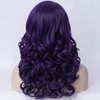 PATTNIUM Dark Purple Wig Women Shoulder Length Curly Purple Wig With Bangs for Women and Girls Synthetic Cosplay Costume Wig (Dark Purple)