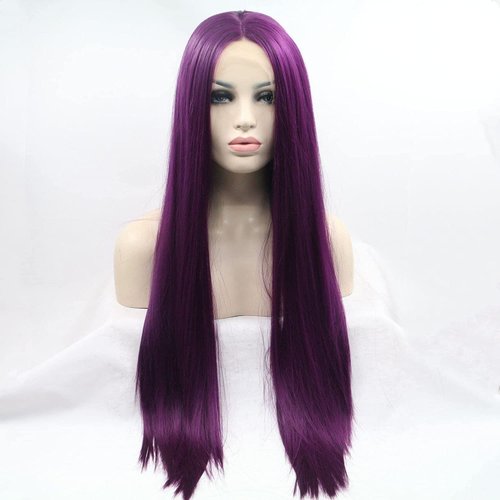 melody wig Purple Wig Synthetic Purple Lace Front Wigs For Women Hair Heat Resistant Fiber Long Silky Straight Wigs Middle Part