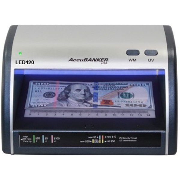 AccuBANKER Cash and Card Counterfeit Bill Detector, Money Checker with LED UV Detection LED420 3 Year Warranty