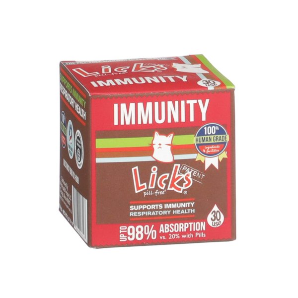 Licks Pill-Free Cat Immunity - Immune Support Cat Supplies - Respiratory Supplements for Cats - Cat Health Supplies - Gel Packets - 30 Use