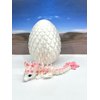 3D Printed Baby Dragon with Dragon Egg, 6" Articulated White and Pink Cherry Blossom Baby Dragon, Home Decor Executive Desk Toys,Fidget Toys for Autism/ADHD BD004-WHT
