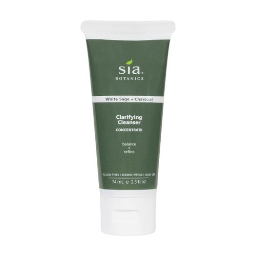Sia Botanics Clarifying Facial Cleanser (74ml/2.5oz Eco Tube) | Face Wash w/White Sage, Activated Charcoal, Tea Tree | Natural, Clean, Botanical Skincare for Women