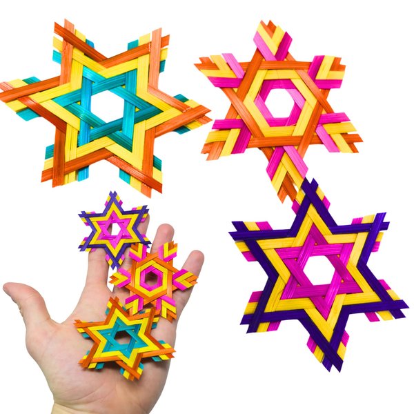 Bonka Bird Toys Natural and Colored PK 3 Six Point Star Foot Talon Craft Part, Conure, Amazon, African Grey, and Similar Breed Sizes (2608 Colored)