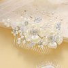 Gorais Flower Bride Wedding Hair Comb Silver Pearl Bridal Hair Piece Leaf Side Combs Hair Accessories for Women and Girls