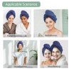 Microfiber Hair Drying Towel - 2Packs Waffle Long Hair Head Turban Wraps Terry Cloth Fast Absorbent Dry Anti Frizz Twist Plopping Curly Shower Turban for Women Wet Hair (Dark Blue)
