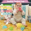 Baby Teething Toys Infant Sensory Chew Toys, Huts Rattle Toy 9 Pcs Spinning Stacking Teether Toys, Infant Teething Toys 0 3 6 9 12 Months Gifts for Babies Birthday Present and Boys&Girls Holiday Gifts