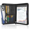 Padfolio Portfolio Organizer Binder, Interview Resume Folder, Zippered Business Portfolio, Faux Leather Padfolio Portfolio Binder for Business School Office Conference Notepad Clip Boards, Black