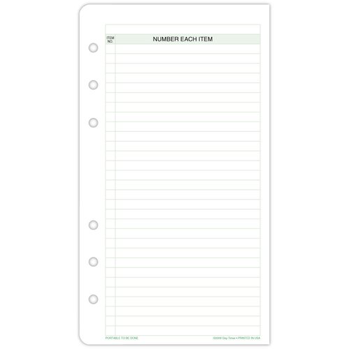 Day-Timers, Inc - 87138 - Day-Timer Portable Size to Be Done Sheet