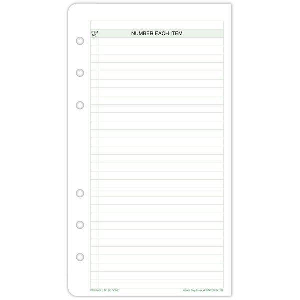 Day-Timers, Inc - 87138 - Day-Timer Portable Size to Be Done Sheet