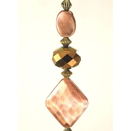 Coppery Diamond and Faceted Lampwork Glass Ceiling Fan / Light Pull