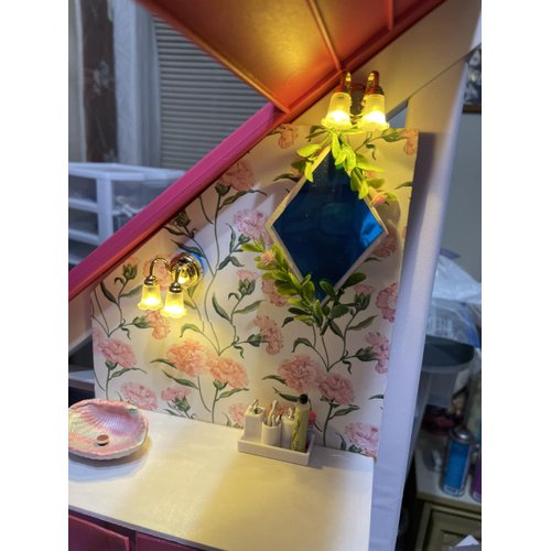 AirAds Dollhouse 1:12 Scale Dollhouse Miniature Elegant Lighting Wall lamp 2-arms LED Light Battery ON/Off Switch