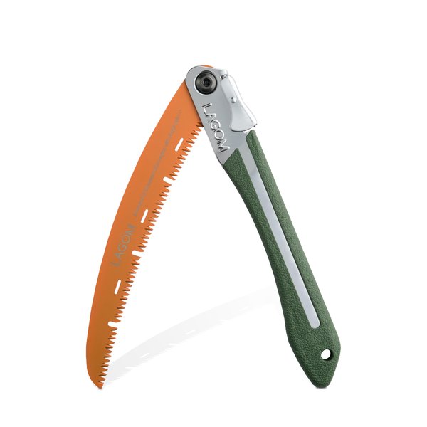 LAGOM Folding Saw for Cutting Branches, 11.4", a Camping Saw Made with SK5 Steel, Folding Hand Saw, Survival Saw with a Secured Design, Folding Camp Saw (Curved)