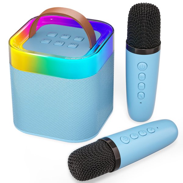 Kingci Mini Karaoke Machine for Kids, Gifts for Girls Boys Bluetooth Speaker with Microphone Wireless, Girls Birthday Gifts Party Favors for Kids 4, 5, 6, 7, 8, 9, 10, 12+ Year Old Toys (Blue)