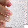 12pcs Aurora Silver Star Moon Nail Art Stickers 3D Star Nail Stickers for Women Rose Gold Star Nail Decals for Nail Art Supplies Sun Moon Heart Stickers for Nails Laser Silver Nail Sticker Nail Design