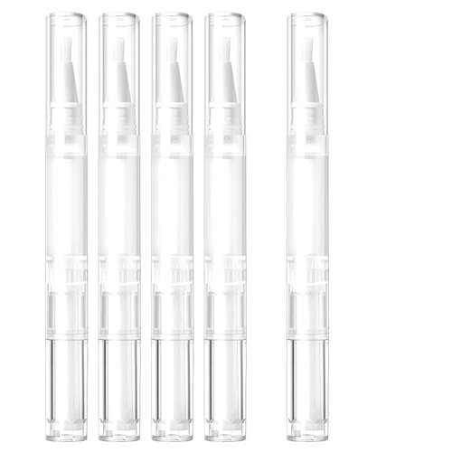 KEAIYYJ Nail Oil Pen Cuticle Oil Empty Refillable Dispenser Lip Gloss Tubes Brush Liquid Foundation Containers Bottles 3 ml 5 Pack