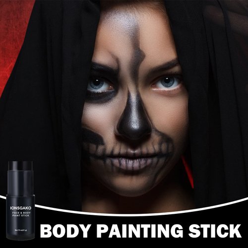 Black Face Paint Stick, Eye Black Stick for Football Baseball Sports Body Paint Foundation Makeup Halloween Zombie SFX Clown Vampire Goth Skeleton Black Face Makeup - Black