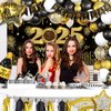 MEHOFOND 120 Pcs Black and Gold New Years Decorations 2025 Happy New Year Balloon Arch Kit with New Year Banner, New Years Eve Party Foil Tassel Garland for NYE Decorations Party Supplies