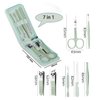 7 Pcs Manicure Set Stainless Steel Nail Clippers Nail Care Tools, Beauty Tools Set With Professional Eyebrow Scissors Tweezers, Portable Travel Grooming Kit With Zipper Leather Case for Men and Women