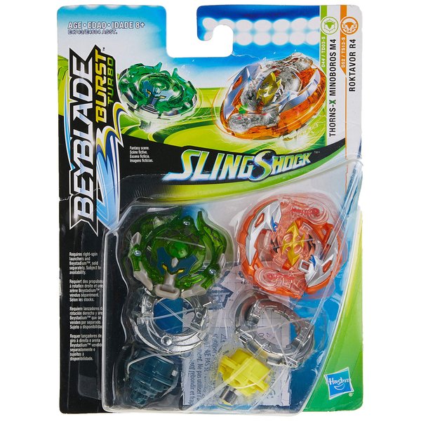 Beyblade Burst Turbo Slingshock Dual Pack Roktavor R4, Thorns-X Minoboros M4