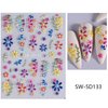 5D Flower Nail Stickers for Nail Art Purple Pink Daisy Gel Nail Stickers Summer Embossed Yellow Blossom Nail Art Stickers Solid Nail Decals Autumn Colorful Nail Decal with Floral Design Sliders 3Pcs