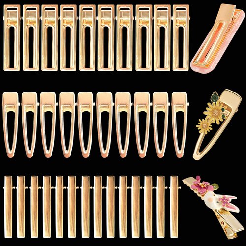60PCS Alligator Hair Clips Metal Flat Hair Clips Barrette for Resin Molds, Duckbill Hair Clips DIY Accessories for Resin Art Crafts