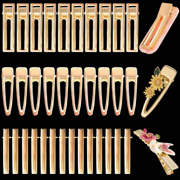 60PCS Alligator Hair Clips Metal Flat Hair Clips Barrette for Resin Molds, Duckbill Hair Clips DIY Accessories for Resin Art Crafts