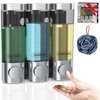 3 in 1 Shower Soap Dispenser, Shampoo and Conditioner Dispenser No Drill, No Leakage soap Dispenser Bathroom, Shower Shampoo Dispenser for Caravans Toilet Bathroom Hotel soap Shower Dispenser Silver