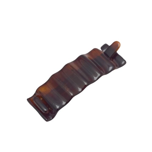 Parcelona French Crinkled Shell Brown Small Metal Free Celluloid Acetate Hair Clip Barrette