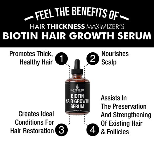 Biotin Hair Growth Serum For Hair Thickening + Moisturizing. Vegan Hair Growth Oil Scalp Treatment For Women, Men with Dry, Frizzy, Weak Hair and Hair Loss. With Ginger + Rosemary. Unscented 2oz
