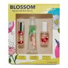 Blossom Scented Roll on Lip Gloss, Moisturizing Lip Gloss Tubes, Hydrating & Strengthening Scented Cuticle Oil with Real Flowers, 0.55 fl oz./19.4mL, 3 pack Gift Set, Strawberry/Watermelon/Rose