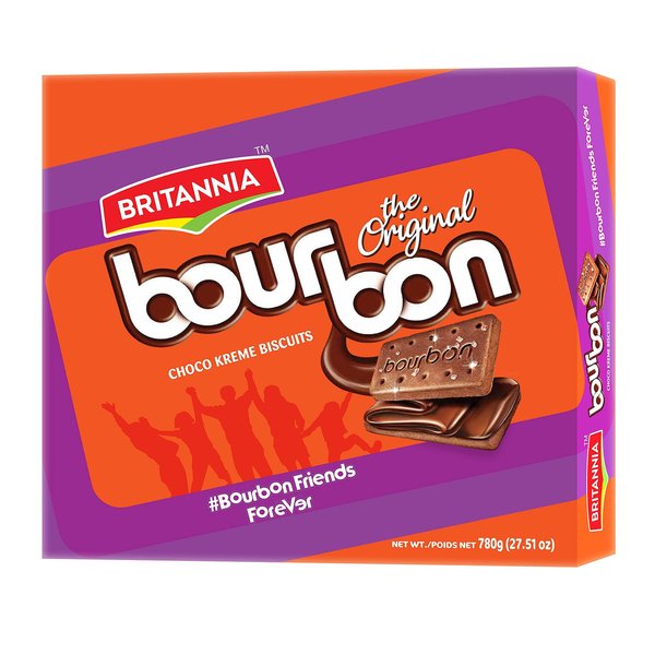 Britannia Bourbon the Original - Choco Creme Biscuits 27.51oz (780g) - Pack of 1 - Smooth Chocolate Cream Biscuits for Breakfast & Snacks - Topped with Sugar Crystals
