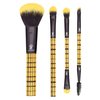 MODA Plaid Yellow Face Kit – 4pc Travel Size Makeup Brush Set with Stylish Plaid Handles – Vegan, Cruelty-Free