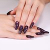 Gentle Claws Press On Nails - Midnight Purple | Dark Purple Glitter Velvet Nails, Medium Coffin Squared Press On Nails with Cat Eye Design for Women and Girls, 24 Pcs Reusable Purple Fake Nails