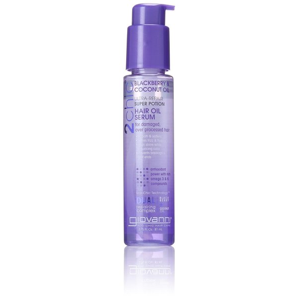 Giovanni 2chic Ultra Repair Super Potion Hair Oil Serum, Blackberry and Coconut Milk 2.75 oz. (Pack of 12)