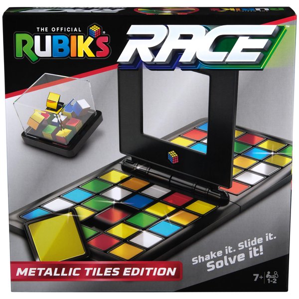 Rubik's Race, Metallic Edition Classic Fast-Paced Puzzle Strategy Sequence Two Player Board Game, for Kids and Adults Ages 7 and up, Multicolor