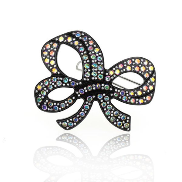 DoubleAccent Hair Jewelry Simulated Crystal Ribbon Hair Barrettes,