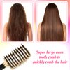 3 Pieces Curved Vented Boar Bristle Hair Brushes Fast Dry Detangling Hair Brush Curved Vented Styling Hair Brush Fast Blow Drying Hair Brush for Wet, Long and Curly Hair (Black, White, Gold)