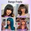 Starmo Bob Wig with Bangs Human Hair Wigs Glueless Wigs Straight Layered Bob Wigs with Bangs 4x2 Transparent Lace Bob Wigs Natural Black for Women 14 Inch