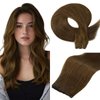 Full Shine Genius Weft Hair Extensions Real Human Hair Hand Tied Extensions Straight Hair Brazilian Human Hair Extensions Sew In Color Chocolate Brown #4 Sew In Hair Extensions 50G 18 Inch