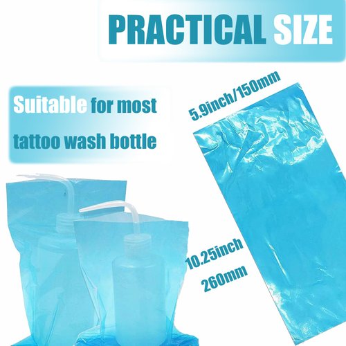 Sotica Tattoo Wash Bottle Bags, 250PCS Tattoo Wash Bottle Covers Squeeze Bottle Bags for Tattoo Wash Bottles Tattoo supplies(blue)…