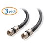 Cable Matters 3-Pack RG6 Cable CL2 in-Wall Rated (CM) Quad Shielded Coaxial Cable 3 ft, RG6 Coax Cable Cord for TV, Digital Router, Satellite Receiver and More, in Black