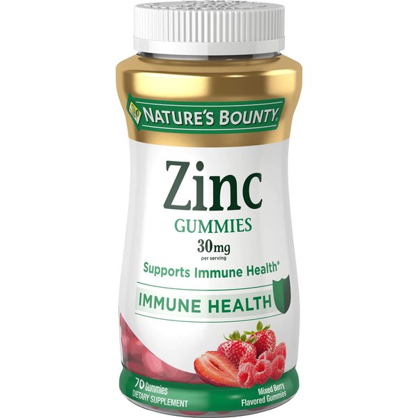 Nature's Bounty Zinc Gummies by Nature's Bounty 30mg 70 Mixed Berry Flavored Gummies, 70 Count