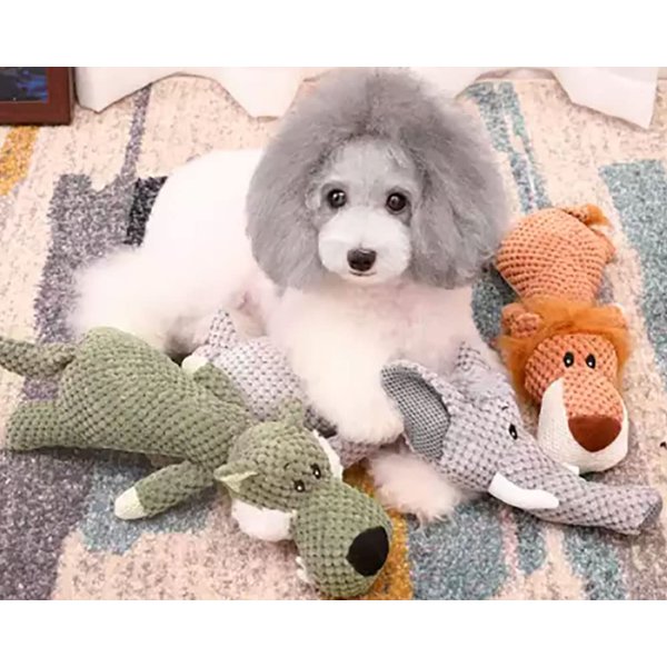 PawfectPals Interactive Fun and Squeaky Stuffed Plushy Dog Toy (Elephant)