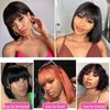 Grace Length Short Bob Wigs with Bangs Human Hair 10 Inch Straight Wig with Bangs 100% Brazilian Remy Human Hair Glueless Wig with Bang 150% Density Machine Made Wigs For Women Natural Black