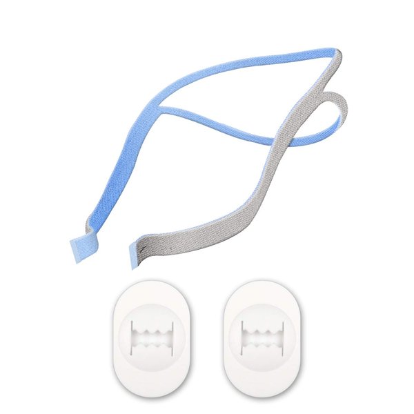 NuBliss Replacement Headgear for ResMed Airfit P10 CPAP Nose Pillow Mask - Includes 1 Adjustable Replacement Headgears & and 2 Adjustment Clips