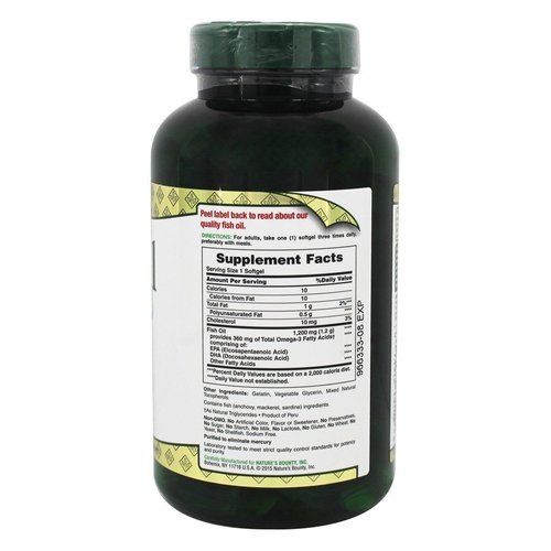 Nature's Bounty Fish Oil, Supports Heart Health, 1200 Mg, Rapid Release Softgels, 200 Ct